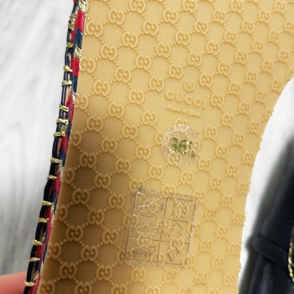 Gucci Pilar Blue Leather Espadrille Flats - Picture 9 of 9